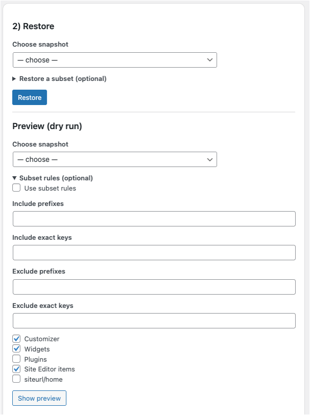 Staging Snapshot (save/restore customization settings) - Image 2