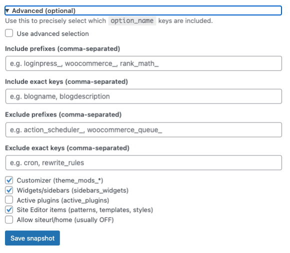 Staging Snapshot (save/restore customization settings) - Image 3